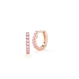 14k gold pink sapphire huggie earrings